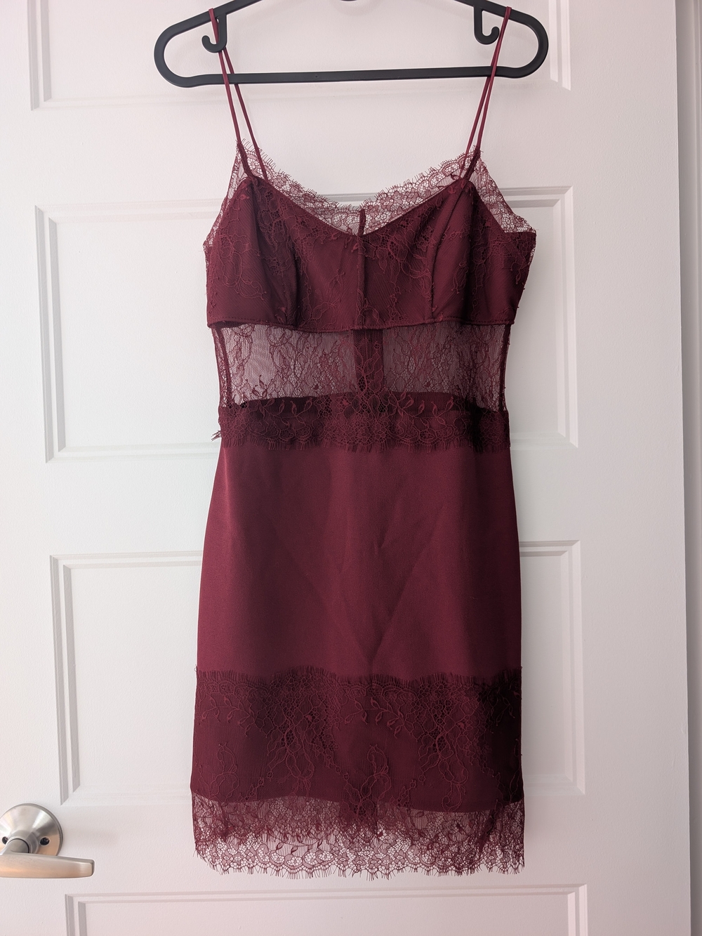 Topshop Burgundy Lace-Trim Slip Dress